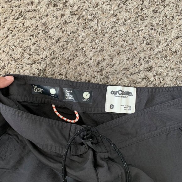 Our Castle Mens Black Quick-Dry Nylon Outdoor Shorts With Drawstring & Pockets - Picture 3 of 6